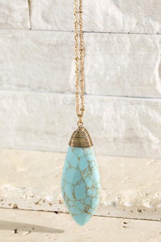Brass & Oval Natural Stone Necklace - Sublime Clothing Boutique