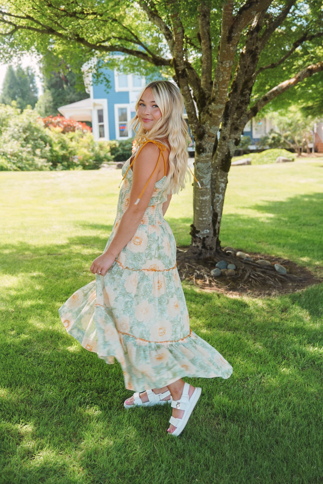 Free People Adriel Midi Dress Ivory Combo / Medium