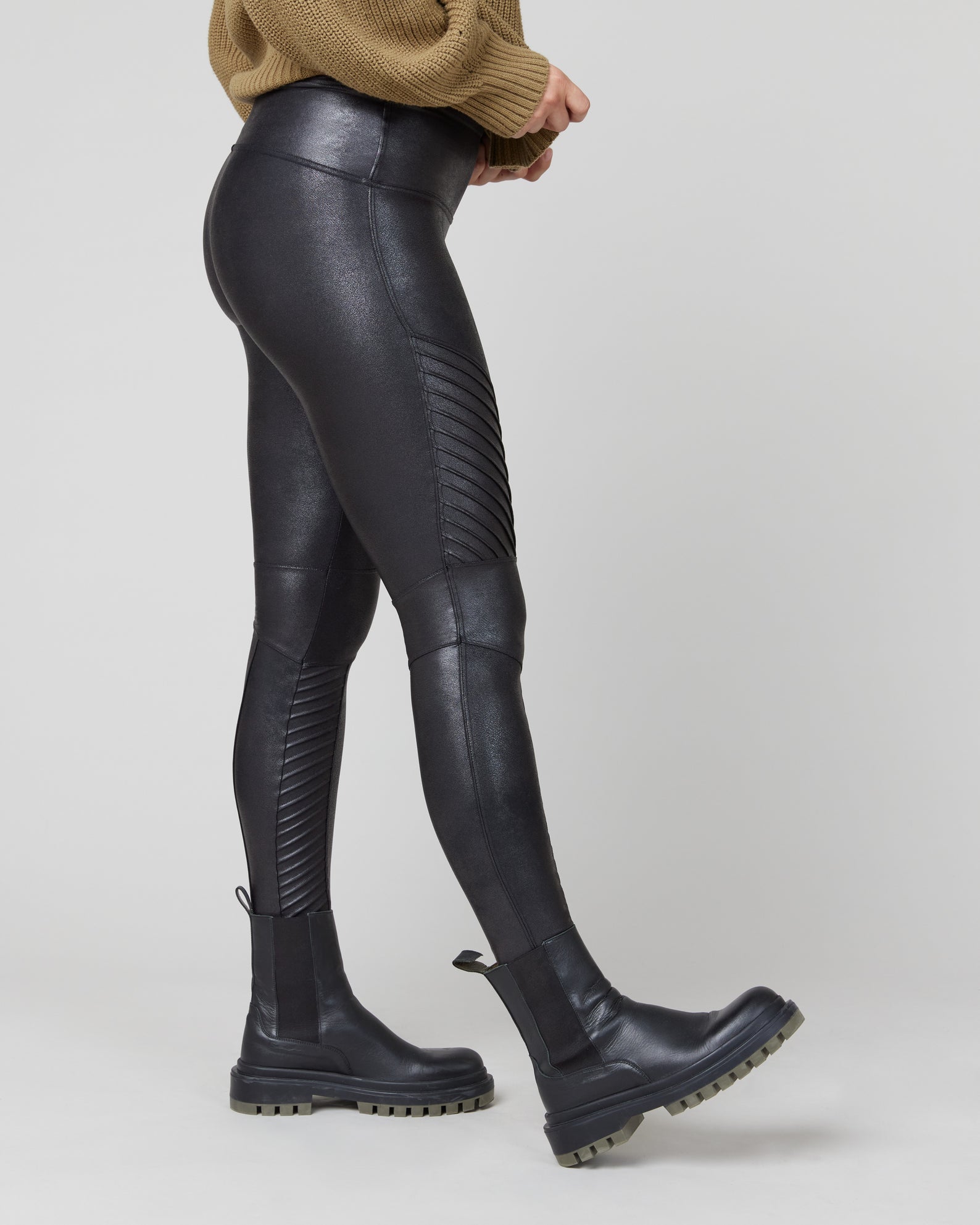 Spanx Moto Faux Leather Leggings Medium #20136R $110 M Metallic 