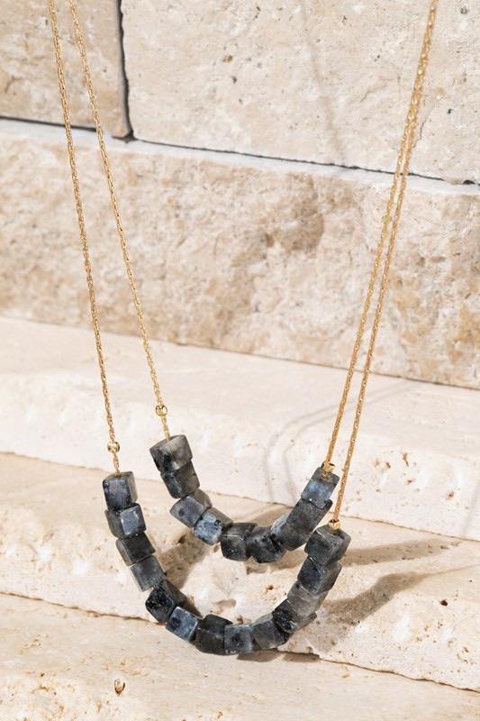 Natural Stone Cube Layered Necklace - Sublime Clothing Boutique