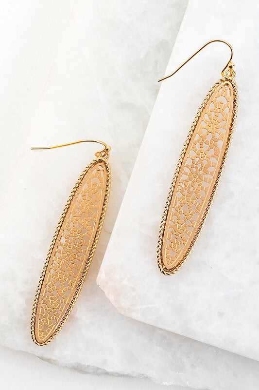 Two Tone Tile Oval Hook Earring - Sublime Clothing Boutique