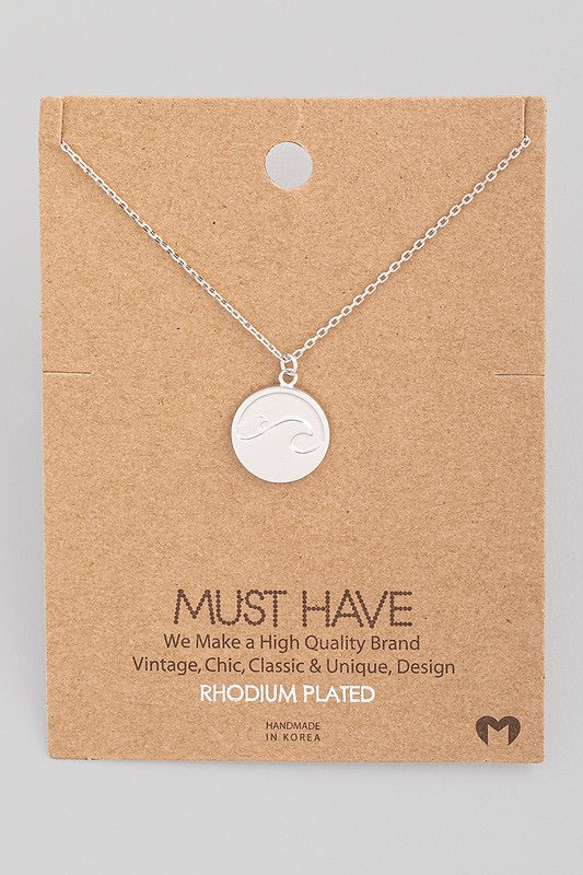 Wave Coin Pendant Necklace
